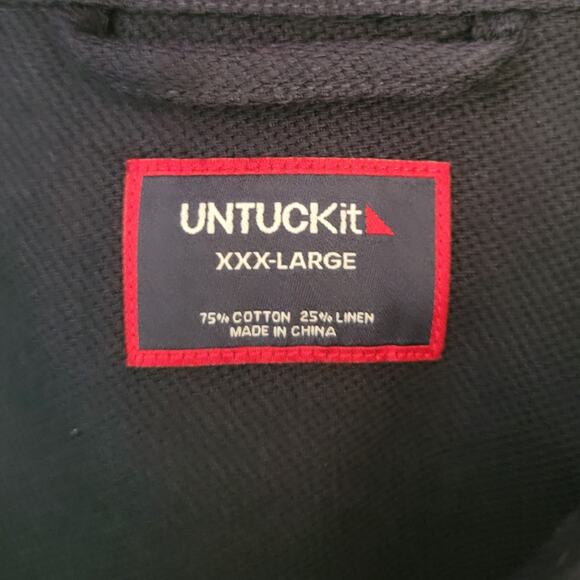 UNTUCKit Men 3XL Navy Blue Heavy Cotton Linen Button-Up Shirt Shacket Reissler - Picture 2 of 13